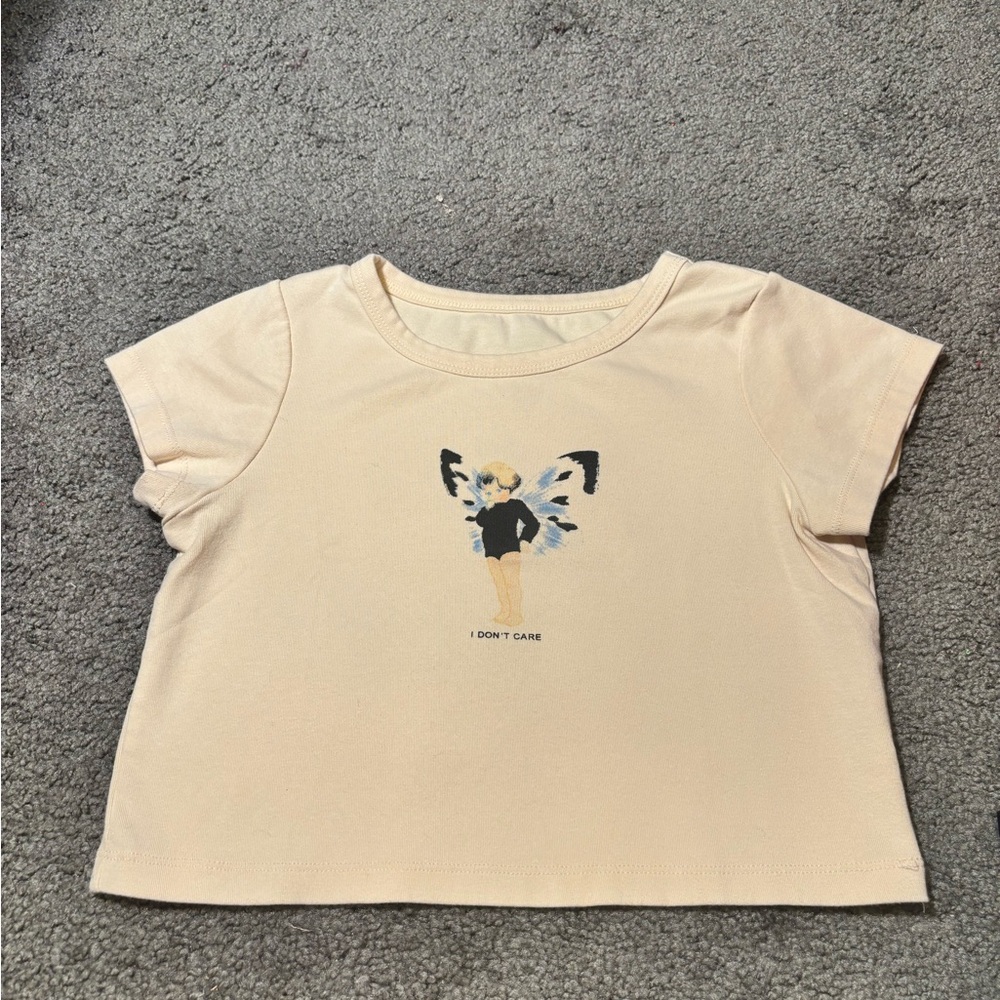 Brandy Melville Apricot Graphic Baby Tee